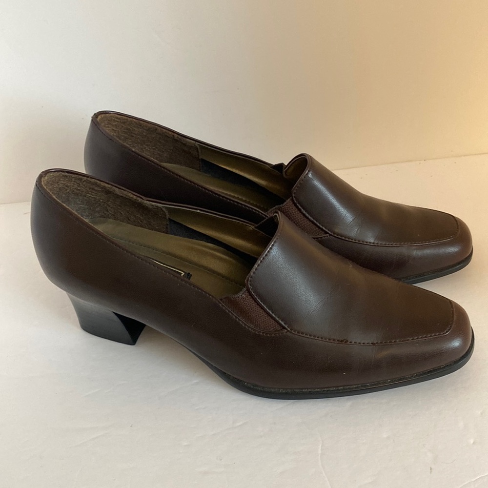 Women’s Brown Leather Chunky Heel Shoes